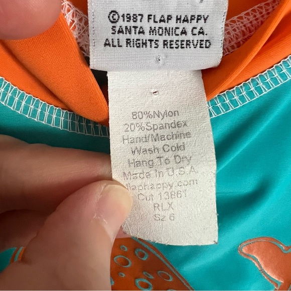 Boys The Original Flap Happy Blue/Orange Rashguard - Picture 4 of 5